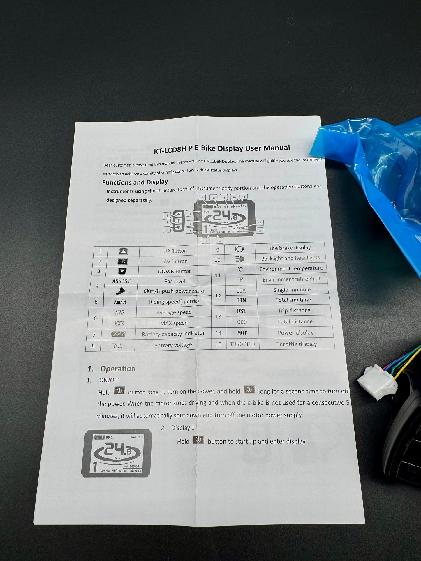 KT LCD8H Display Unit For KT Controllers Only