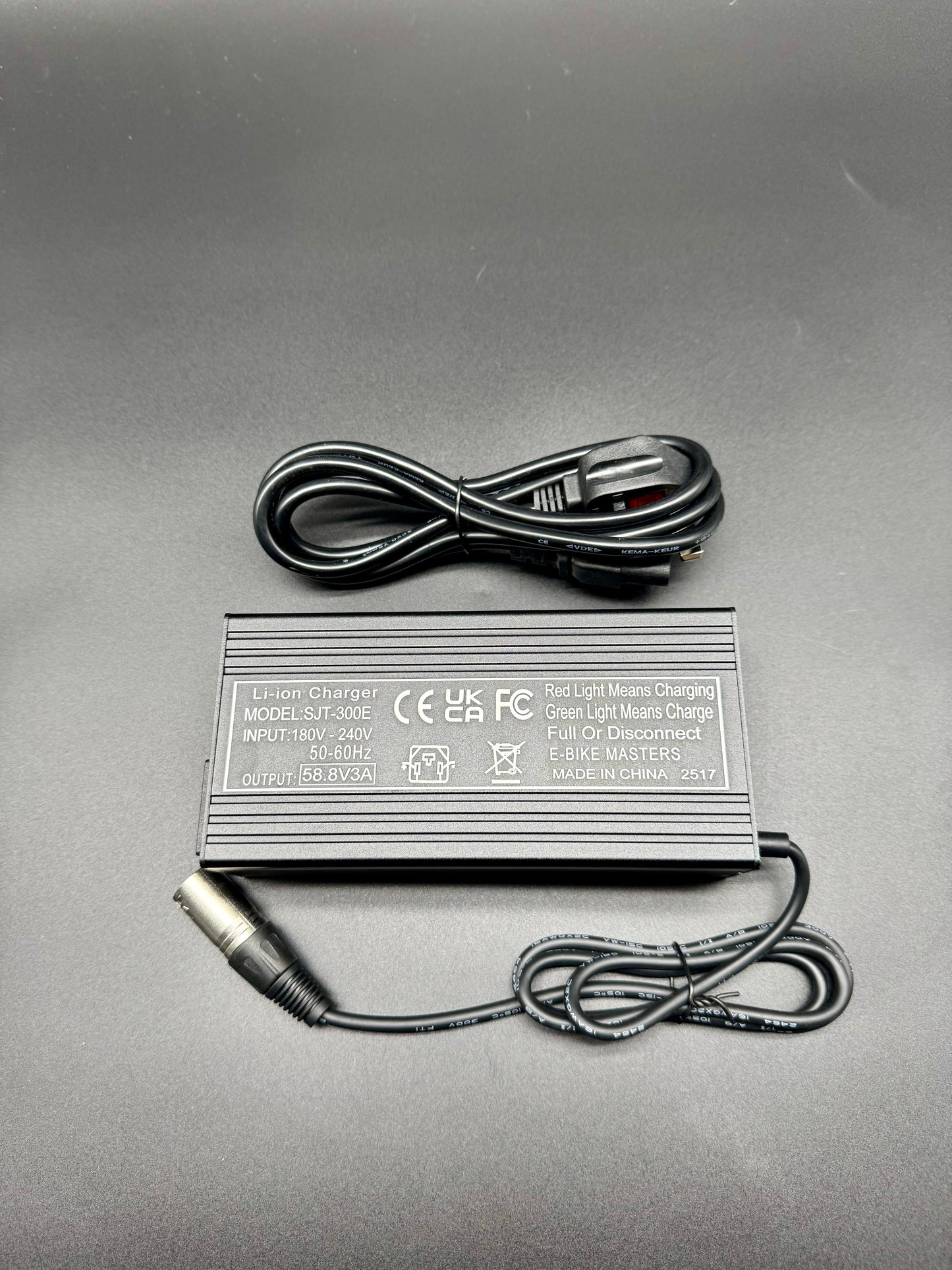 52V 3A XLR Head 3 Pin Charger 58.8V For Lithium Ion Batteries